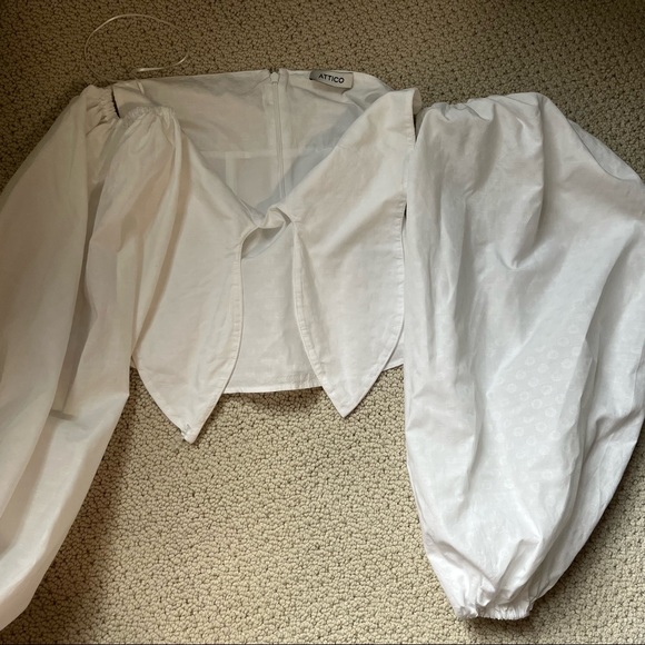 The Attico Off-shoulder Balloon Sleeve Blouse White - Picture 3 of 13